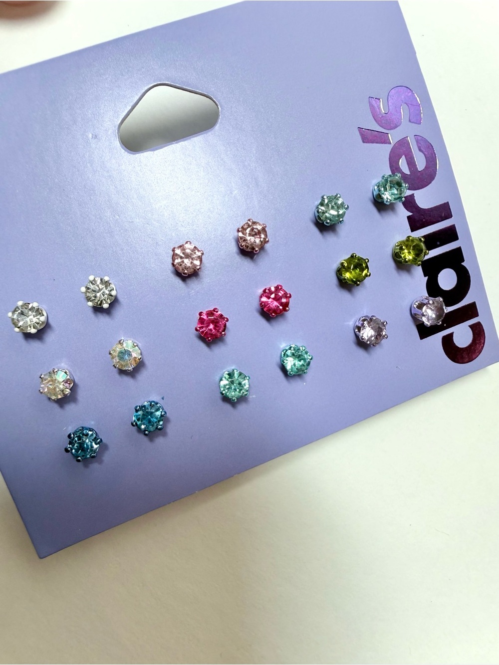 Claire's Clear Crystal Stud Earring Set - Picture 2 of 3
